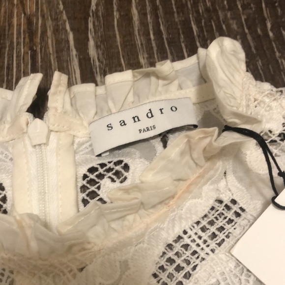 NWT Sandro Paris Alina Victorian Ribbed Top Ecru 2 - Picture 4 of 9